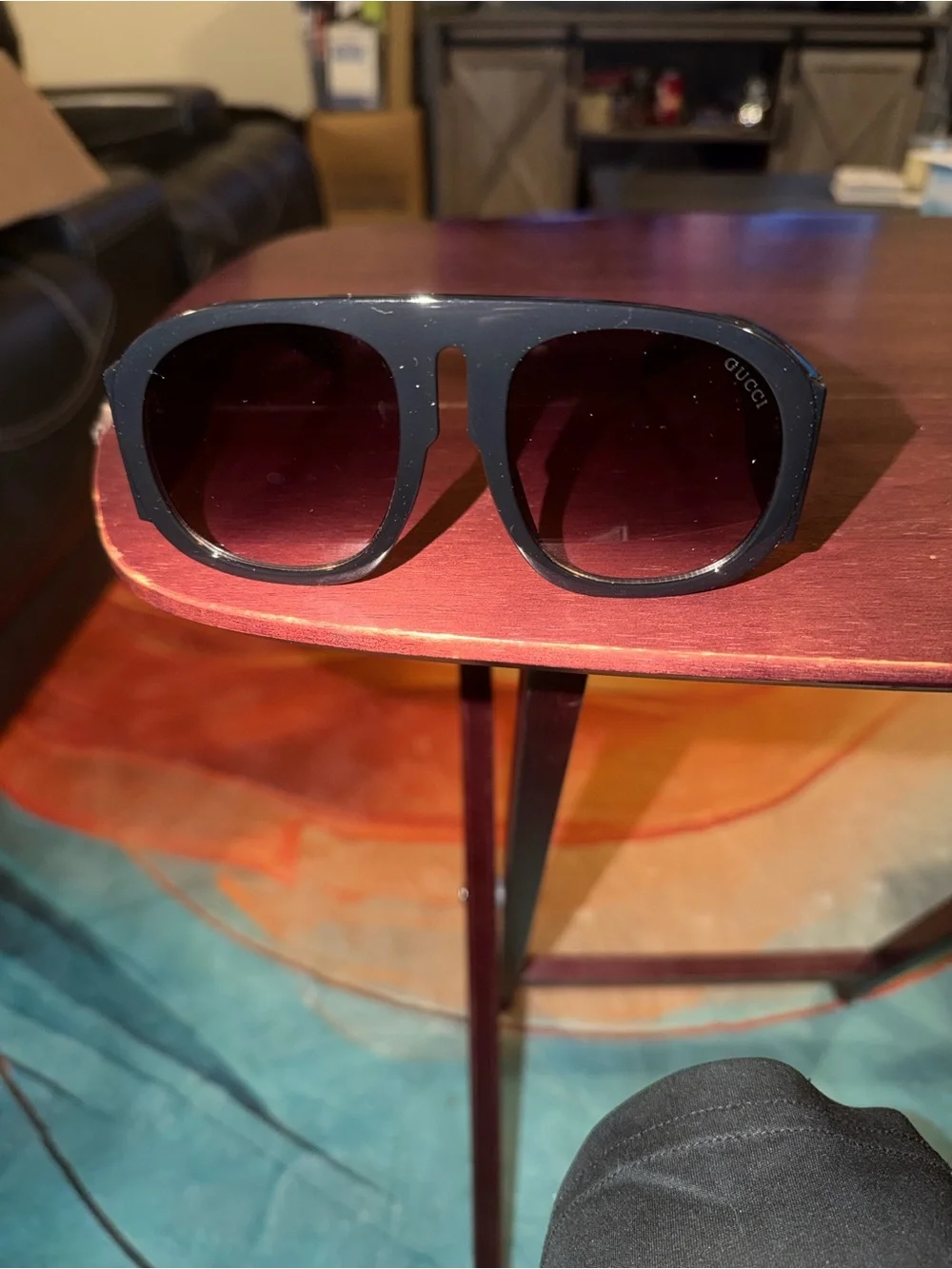 Gucci Black Shield-Style Sunglasses with Dark Gradient Lenses